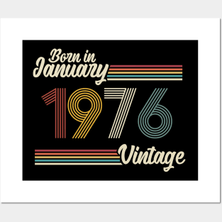 Vintage Born in January 1976 Posters and Art